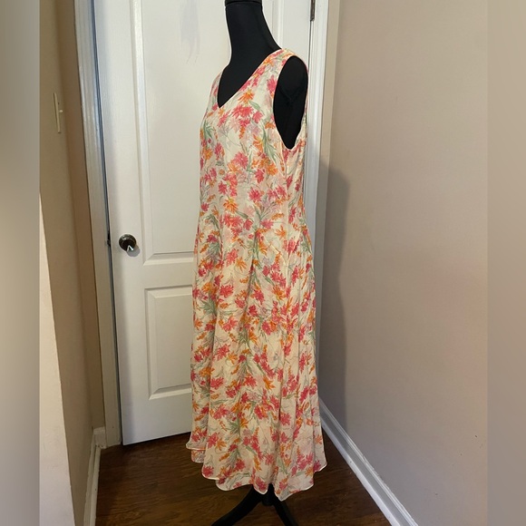 COLDWATER CREEK Dress Size 14P Soft Floral Silk Chiffon Feminine Romantic Spring - Picture 3 of 9